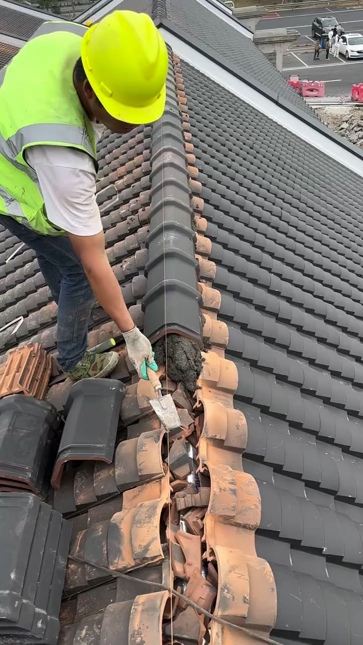 仿古一体徽派瓦屋顶施工中,高温烧制不褪色抗冻抗裂