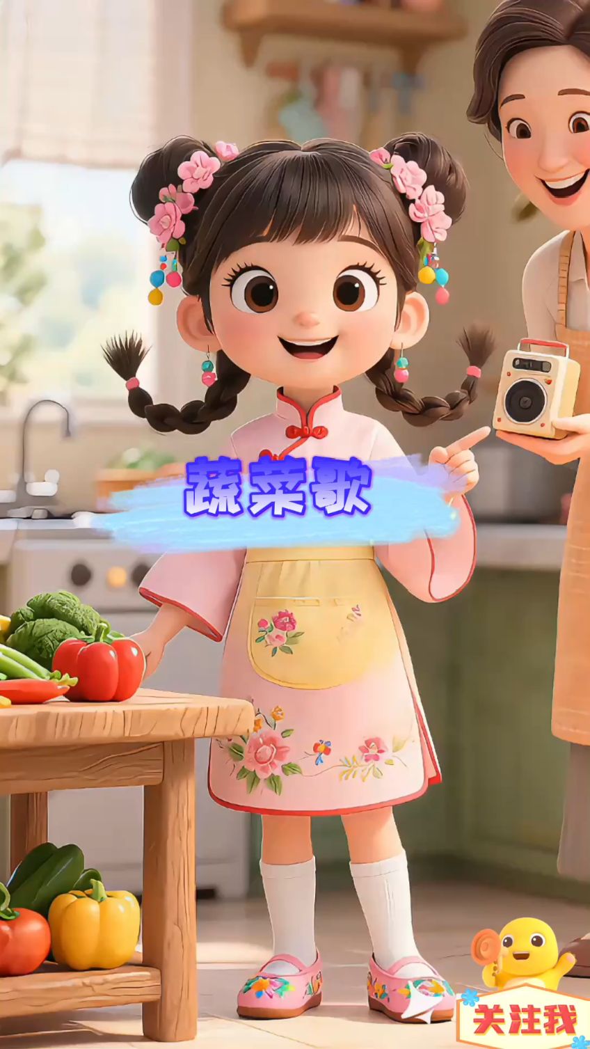 儿歌《蔬菜歌》红红的萝卜是甜甜哒 绿绿的菠菜很美味呀 0-3岁早教