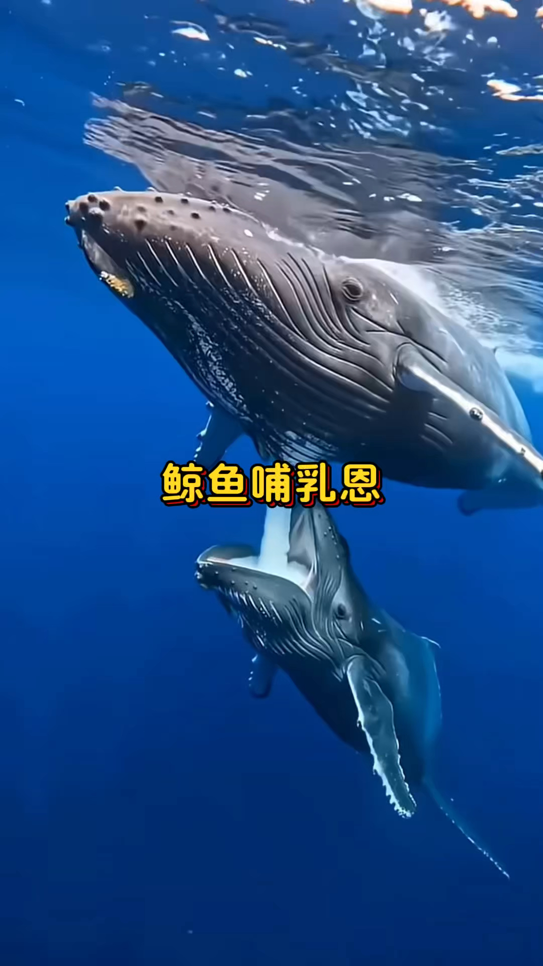 鲸鱼妈妈哺乳小鲸鱼