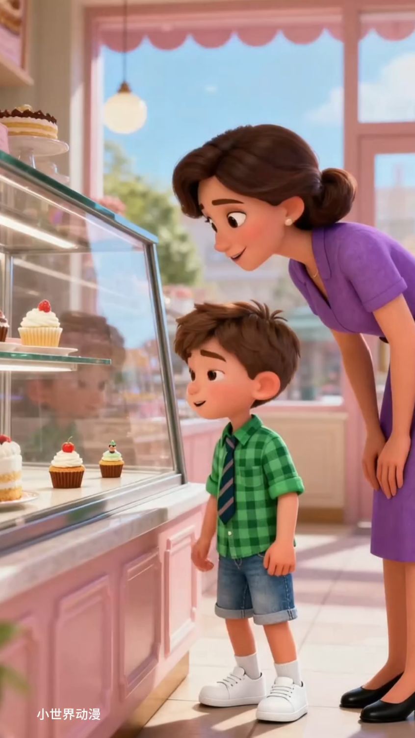 妈妈给小朋友买生日蛋糕!