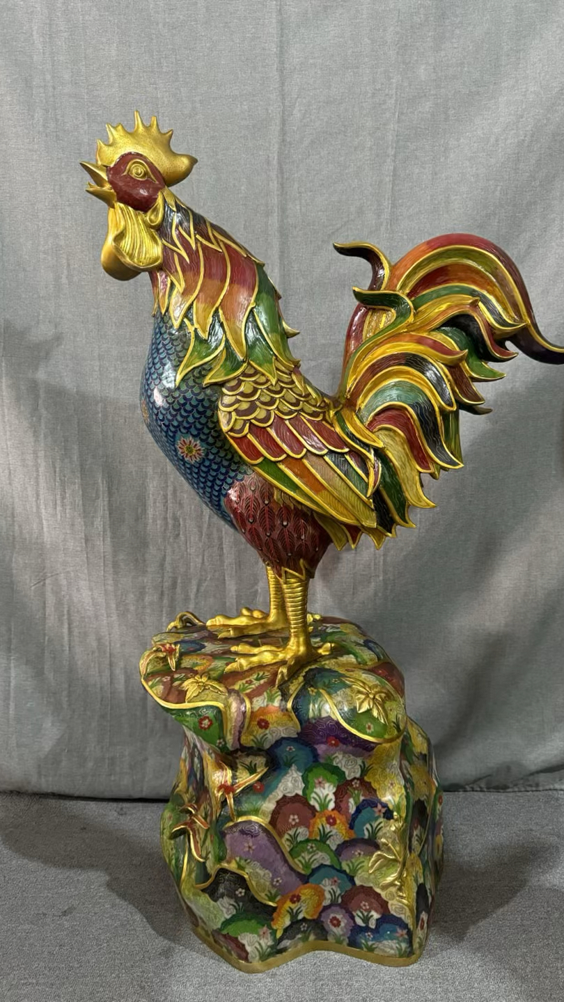 珍藏精品铜胎手工掐丝珐琅景泰蓝(大号公鸡摆件)