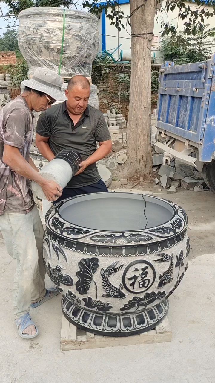 石雕流水鱼缸花盆门海风水球