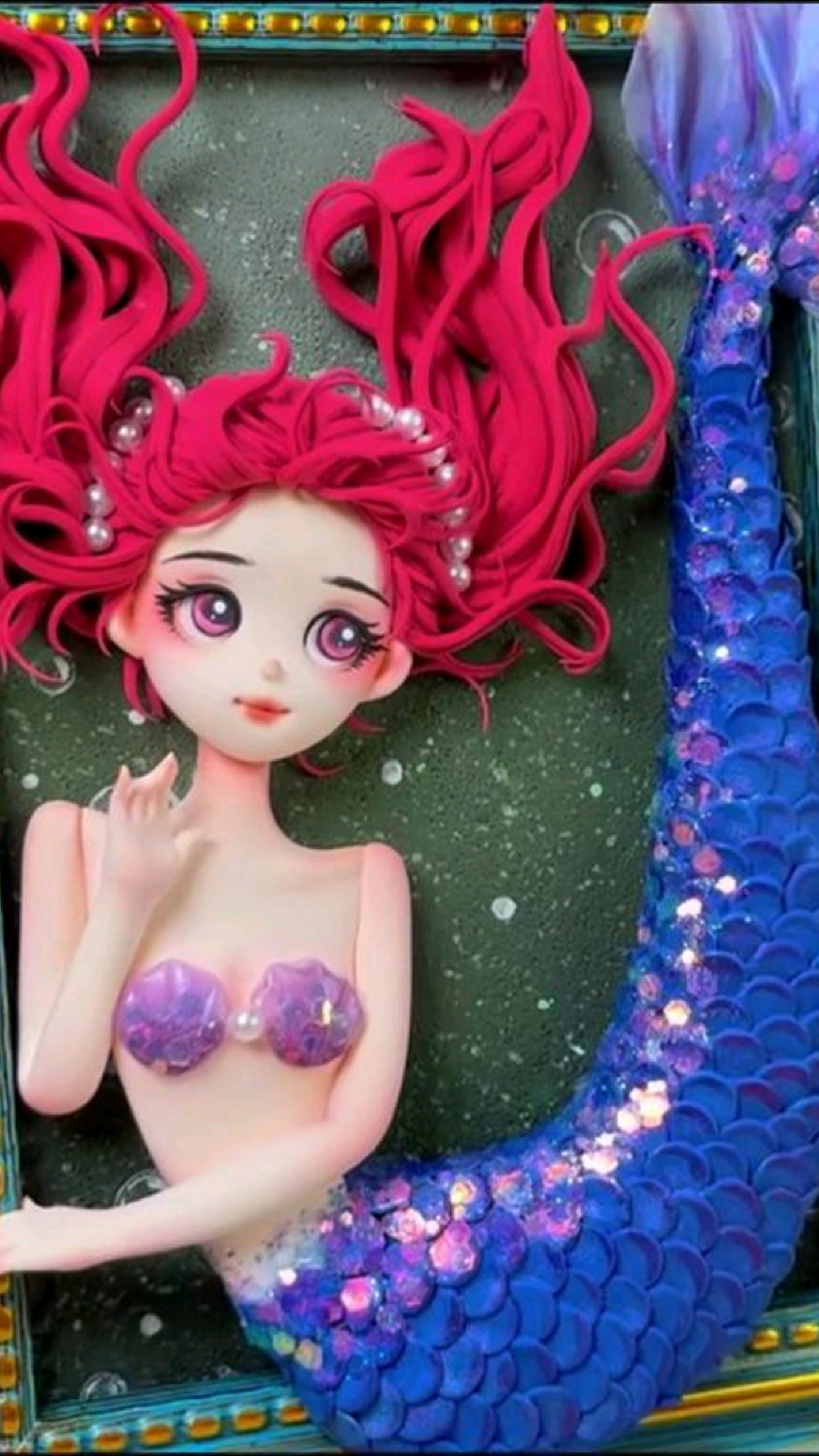 橡皮泥手工泥塑捏人美人鱼#手工制作
