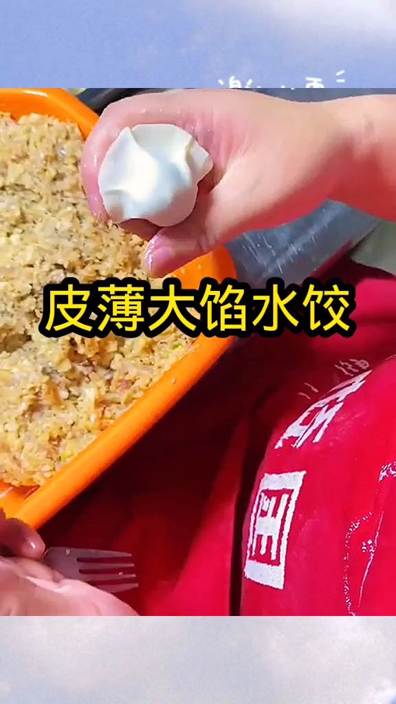 皮薄大馅水饺,元宝形状的!