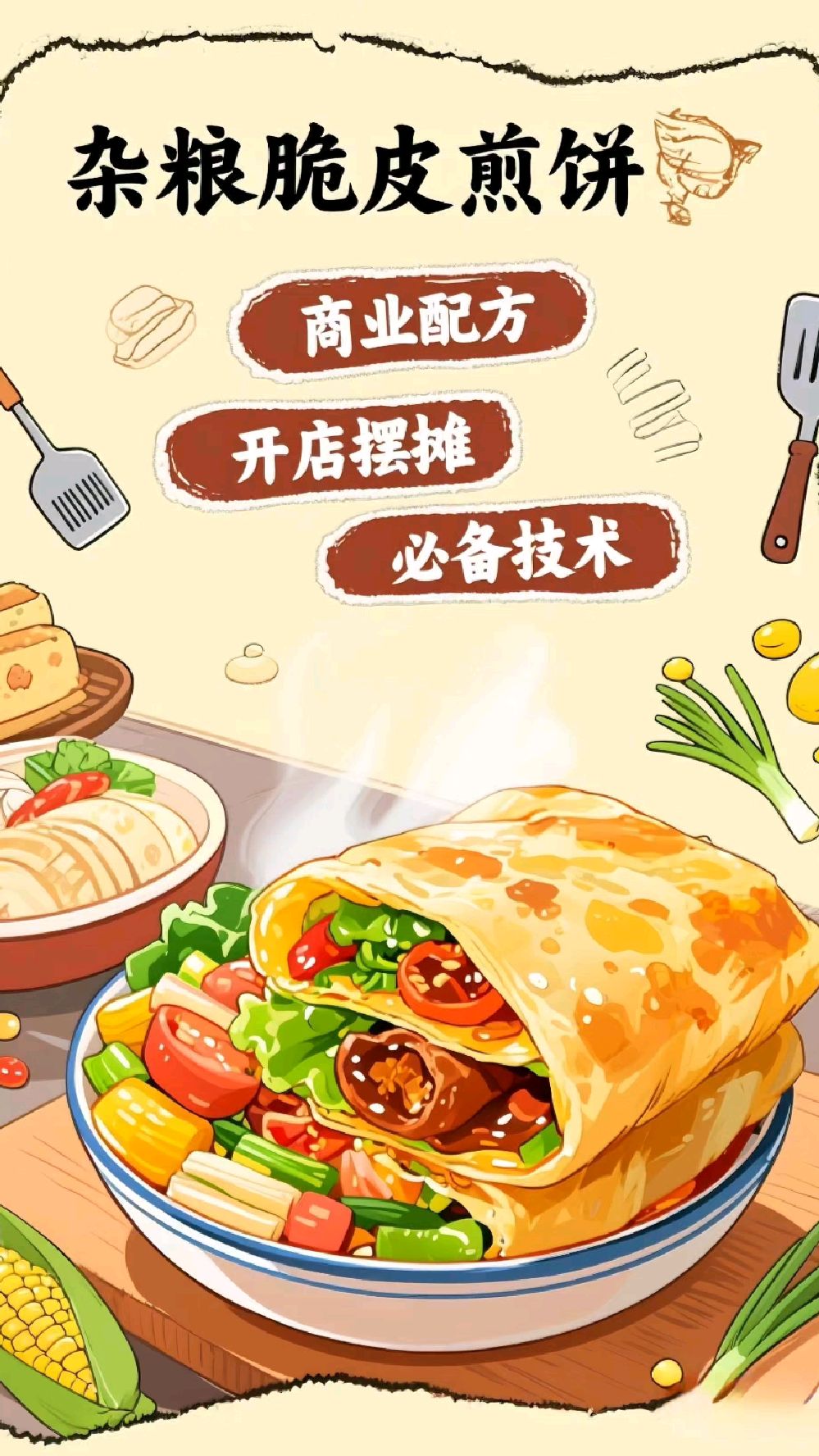 第十五期餐饮配方杂粮脆皮煎饼它来了。#美食配方 #小吃配方