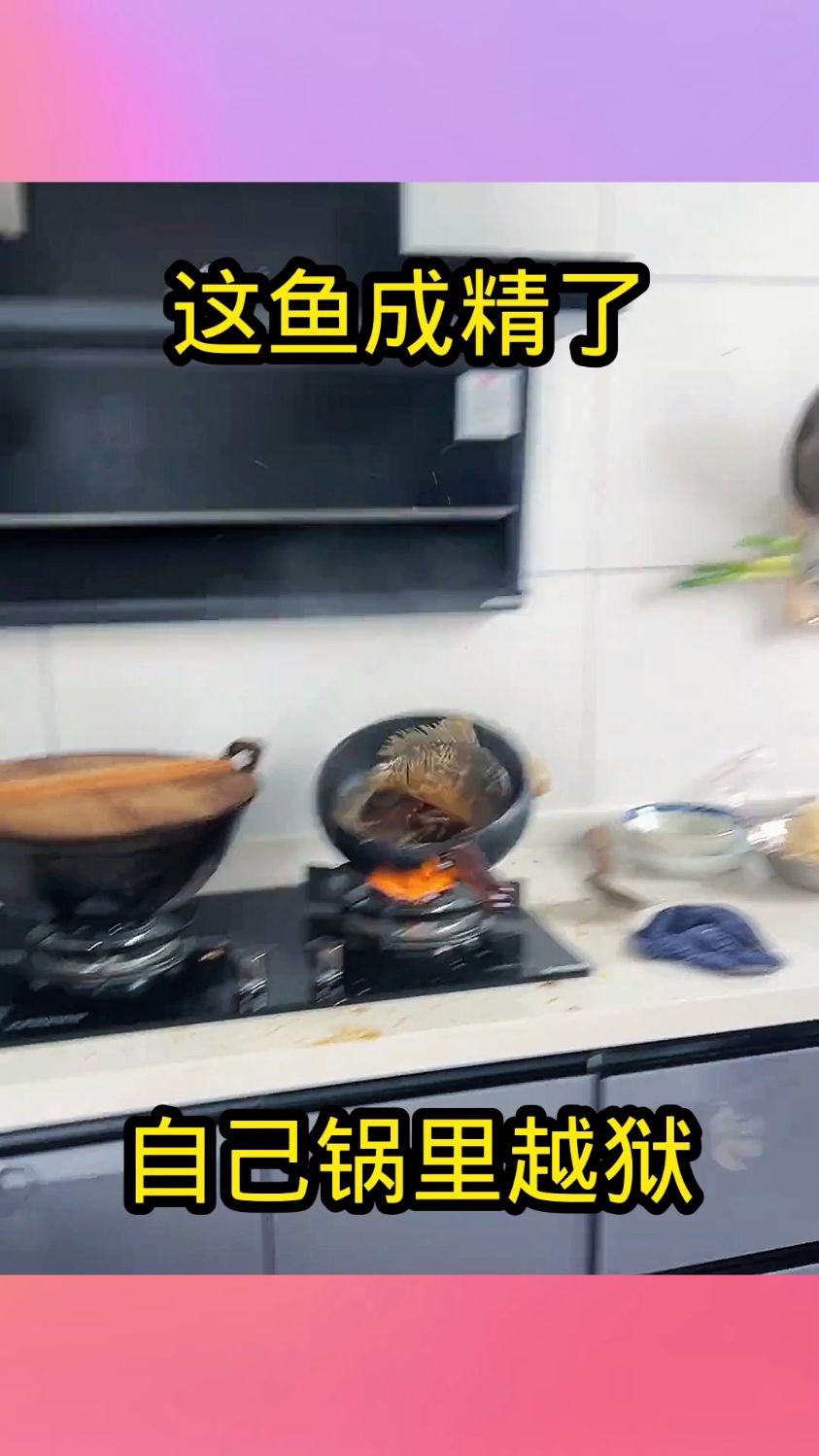 这鱼成精了,自己锅里越狱!