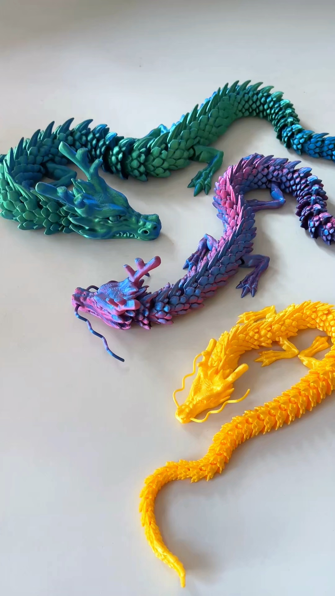 3D打印中国龙网红动物玩具关节可动造景摆件鱼缸造景