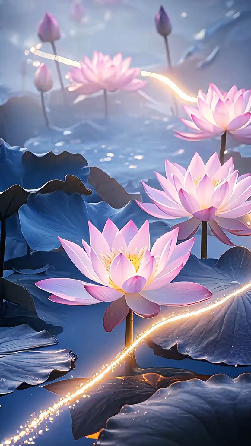 莲影绰绰,映照纯净爱意#莲花#手机壁纸#一花一世界#广告善缘