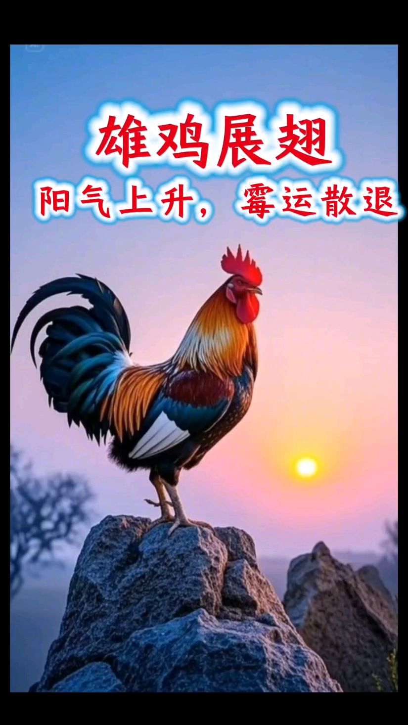 雄鸡展翅，阳气上升，霉运散退。