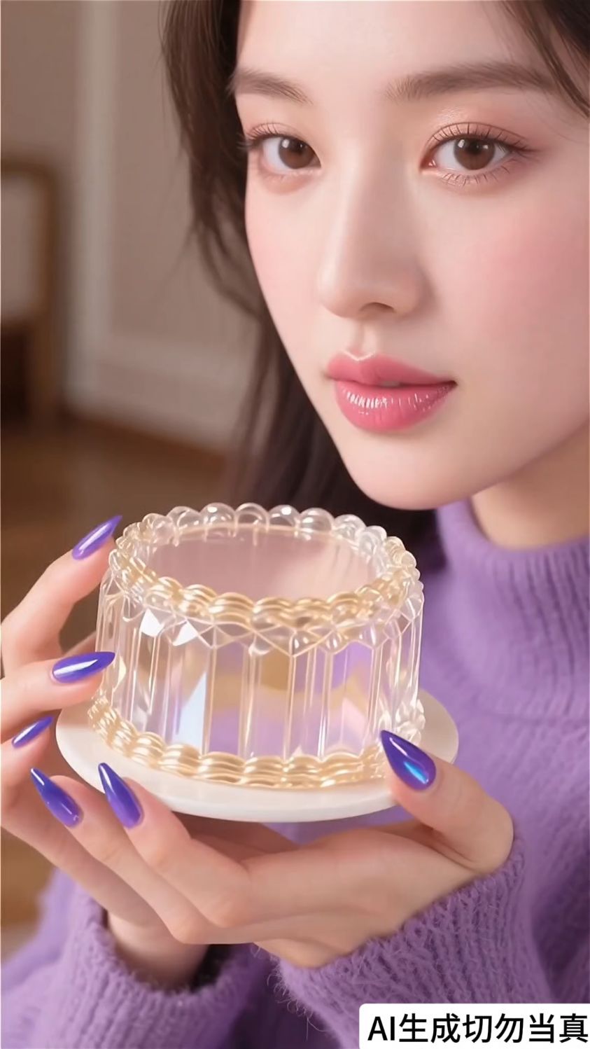 「AI」ASMR:吃各种梗生生的水晶蛋糕,安眠向咀嚼解压声