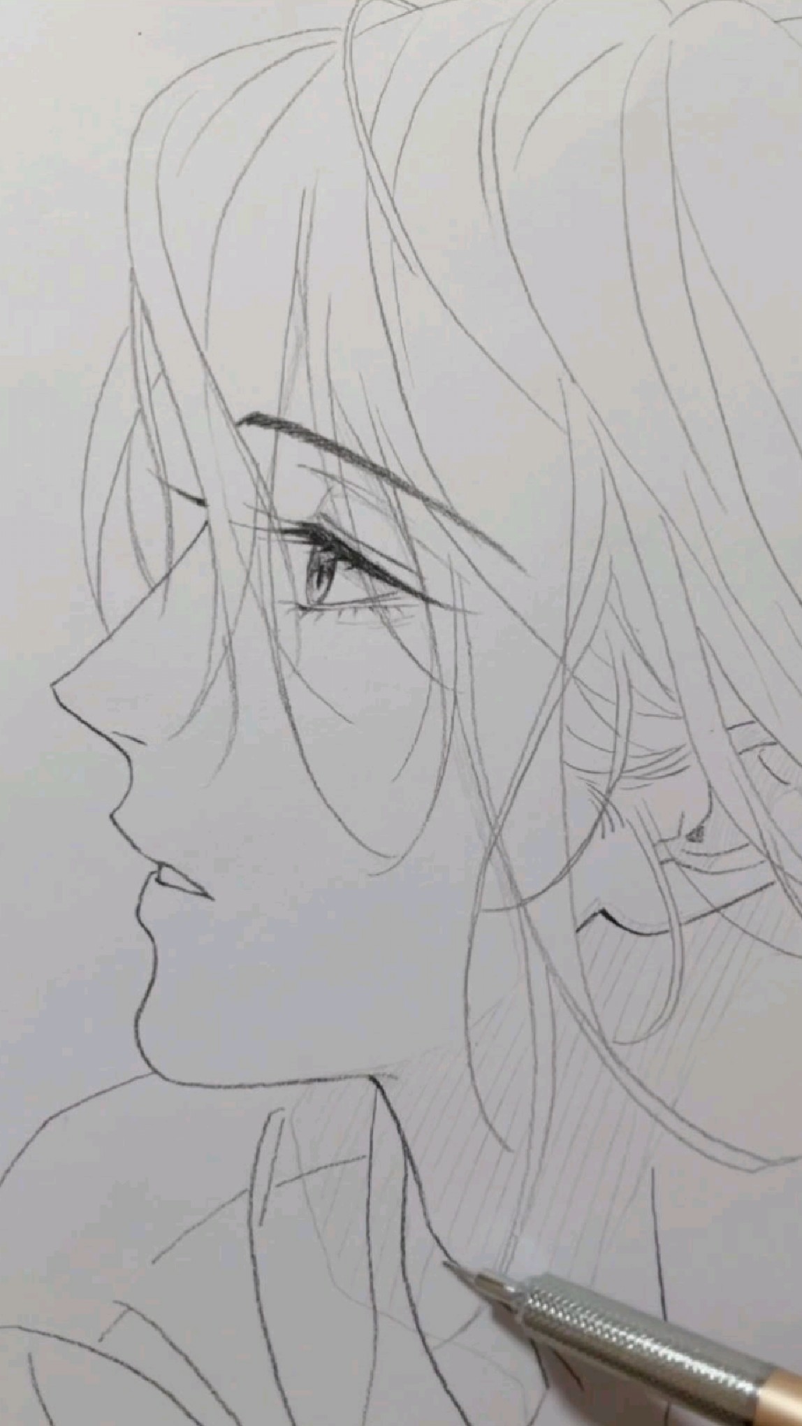 手绘第一期,侧颜美女#绘画 #动漫#起型方法 #铅笔画#手绘