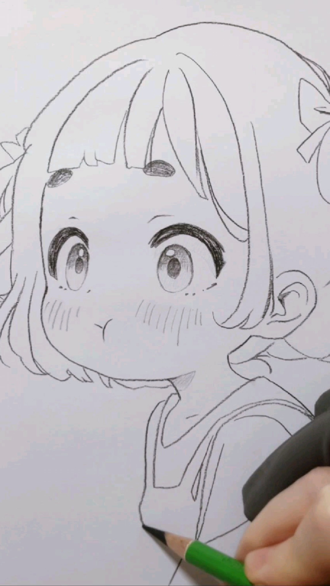 绘制可爱的小女孩#手绘#动漫#铅笔画#可爱