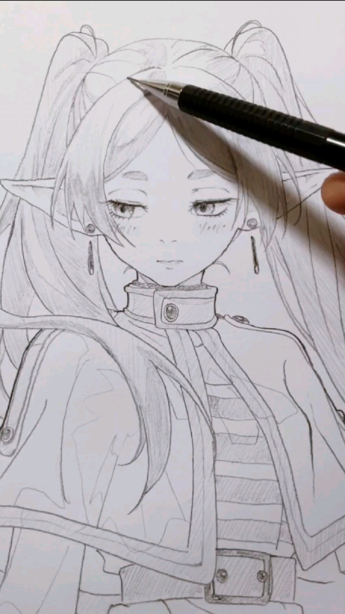 今天画芙莉莲小姐#铅笔画#手绘#动漫#可爱