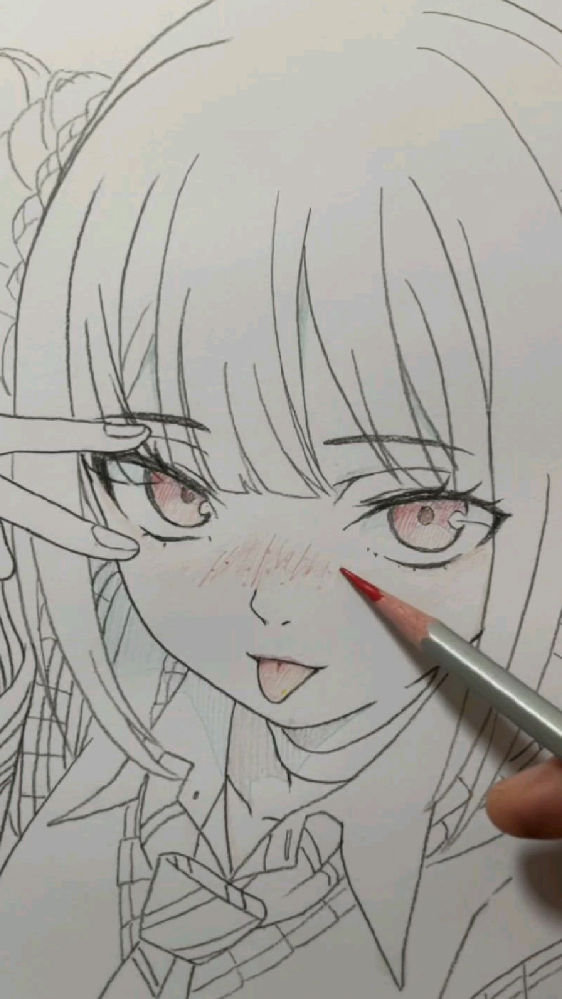绘制超可爱美少女～#铅笔画#手绘#动漫#可爱#彩铅