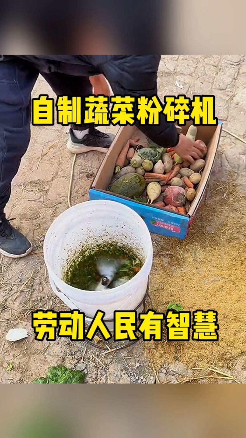 自制蔬菜粉碎机,劳动人民有智慧!