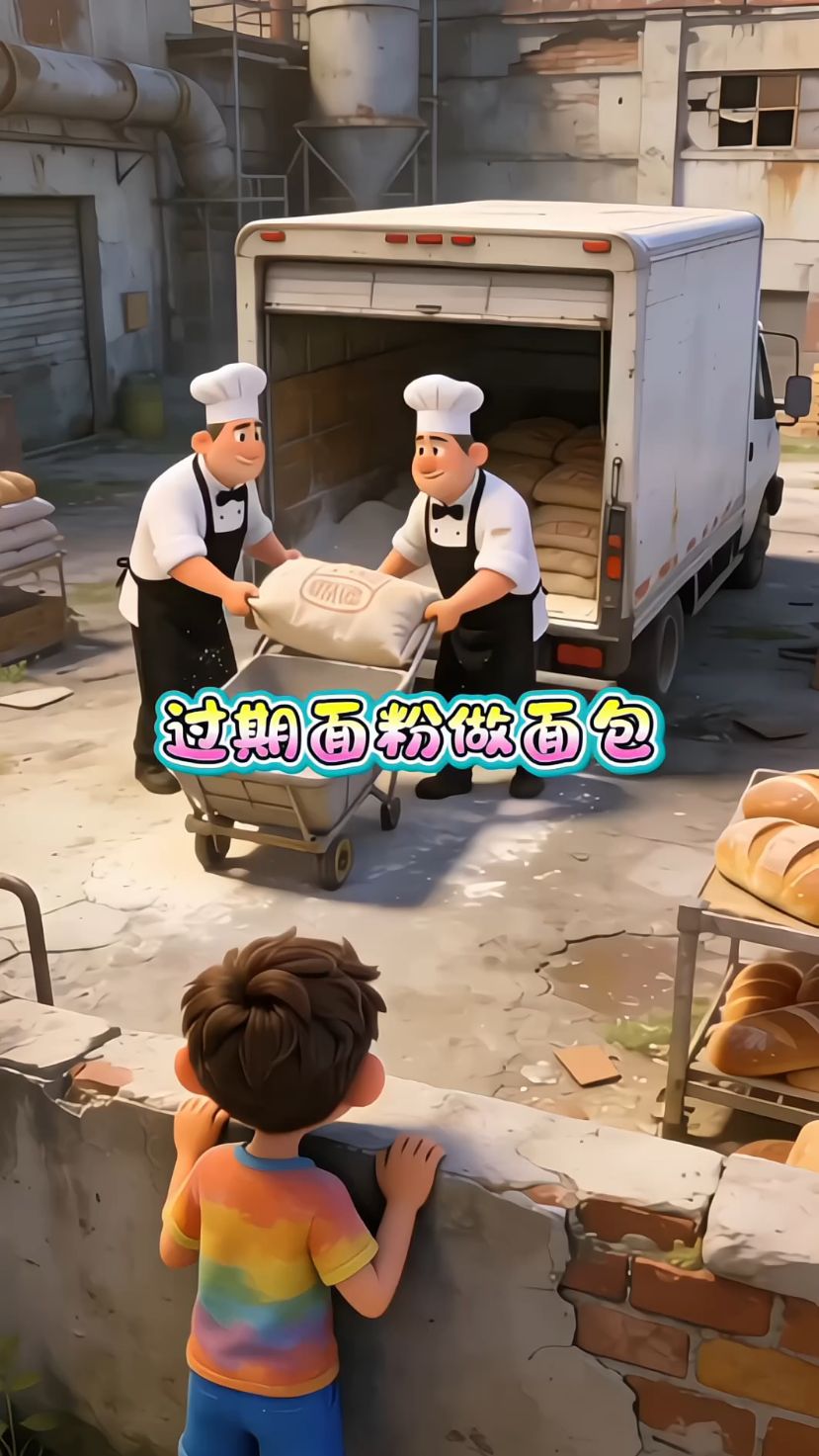 小朋友拍黑心商家用发霉面粉做面包送警