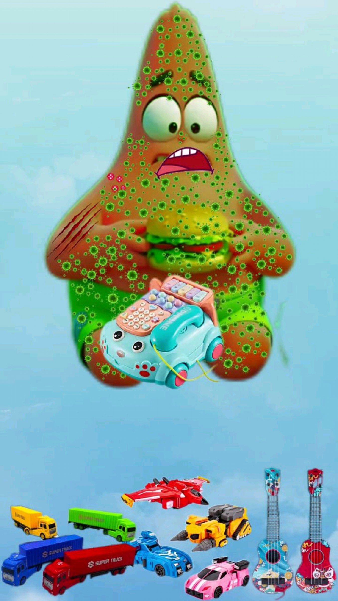 派大星非常喜欢吃汉堡,送给我好多的美食!