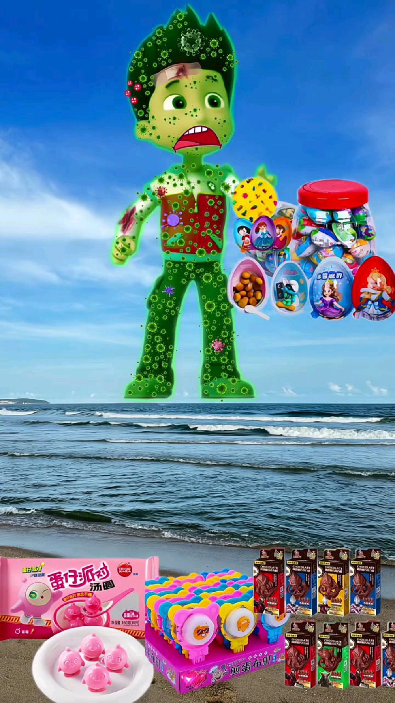 谢谢小男孩送给我的蛋仔派对卡通玩具!