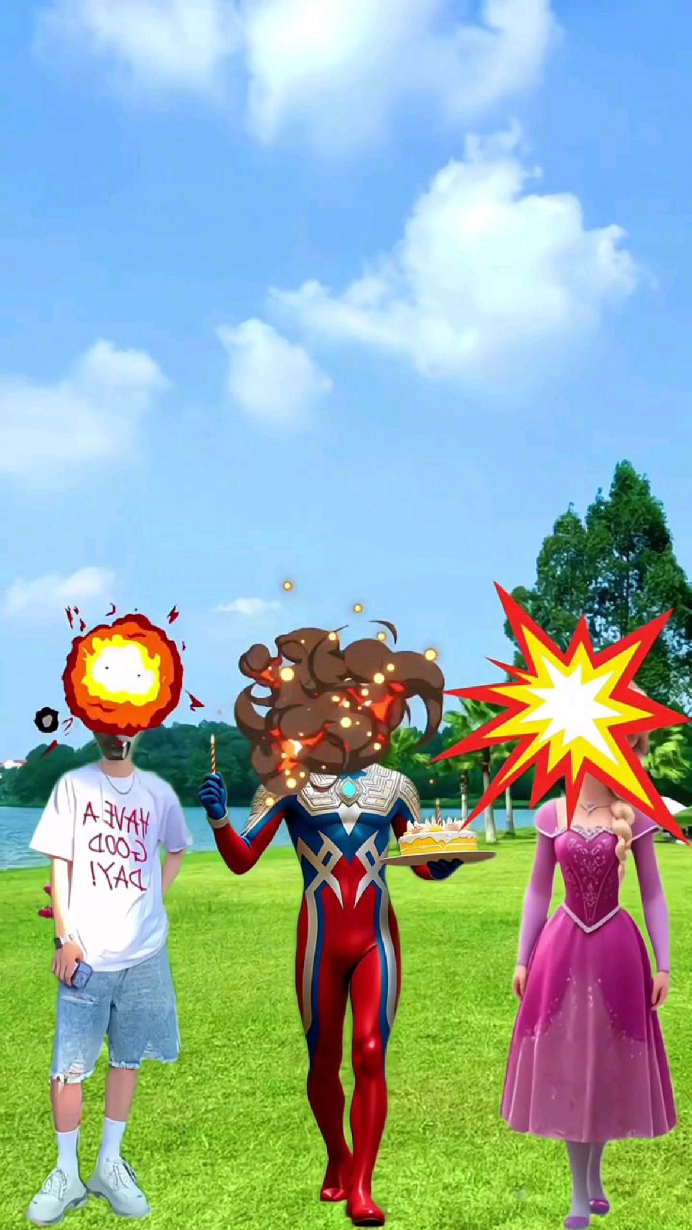 好吃的蛋糕给奥特曼和小女孩!