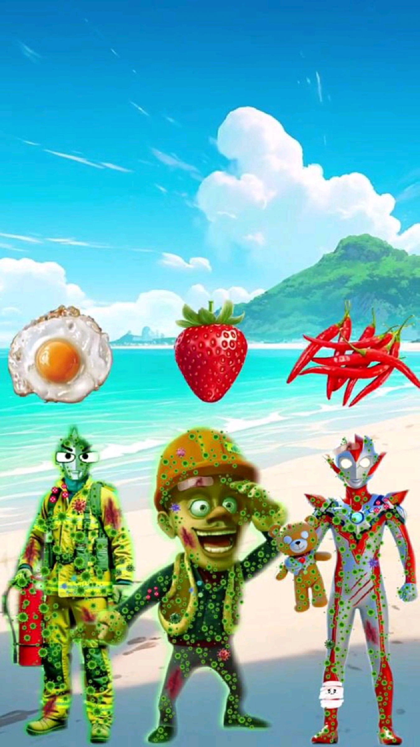 鸡蛋和草莓和辣椒都送给奥特曼和光头强!