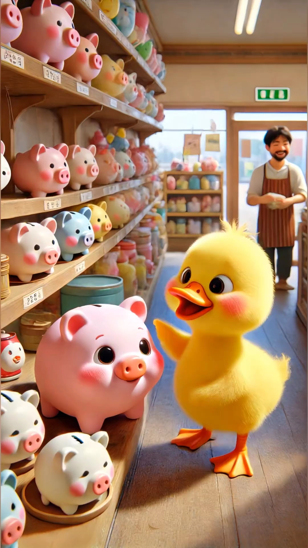 小鸭子买的存钱罐,让小女孩学会存钱啦