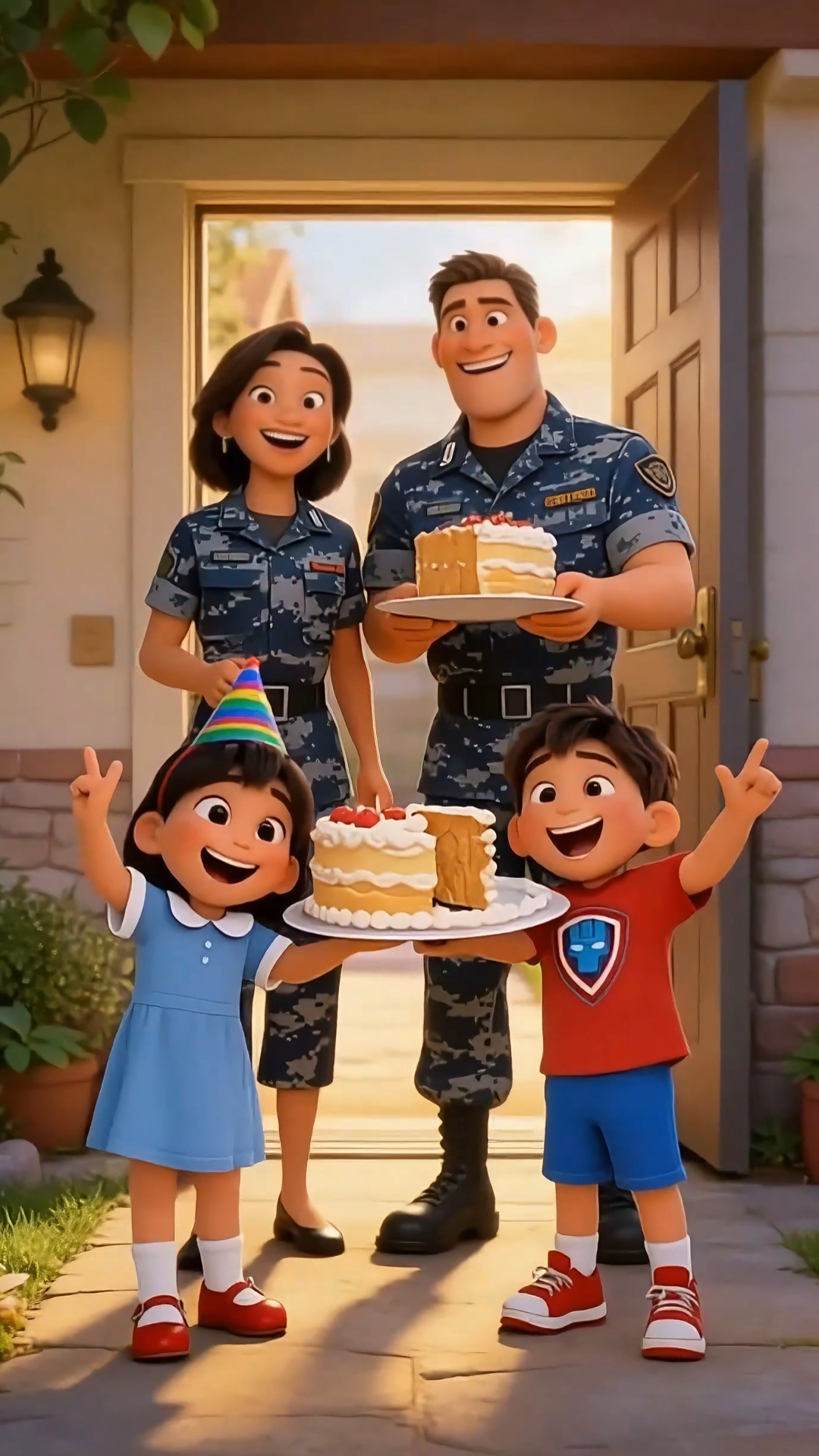 爸爸妈妈给孩子准备了生日蛋糕
