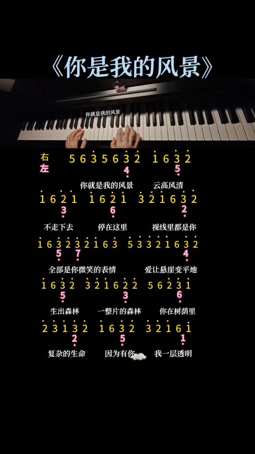 《你是我的风景》双手最简版数字简谱