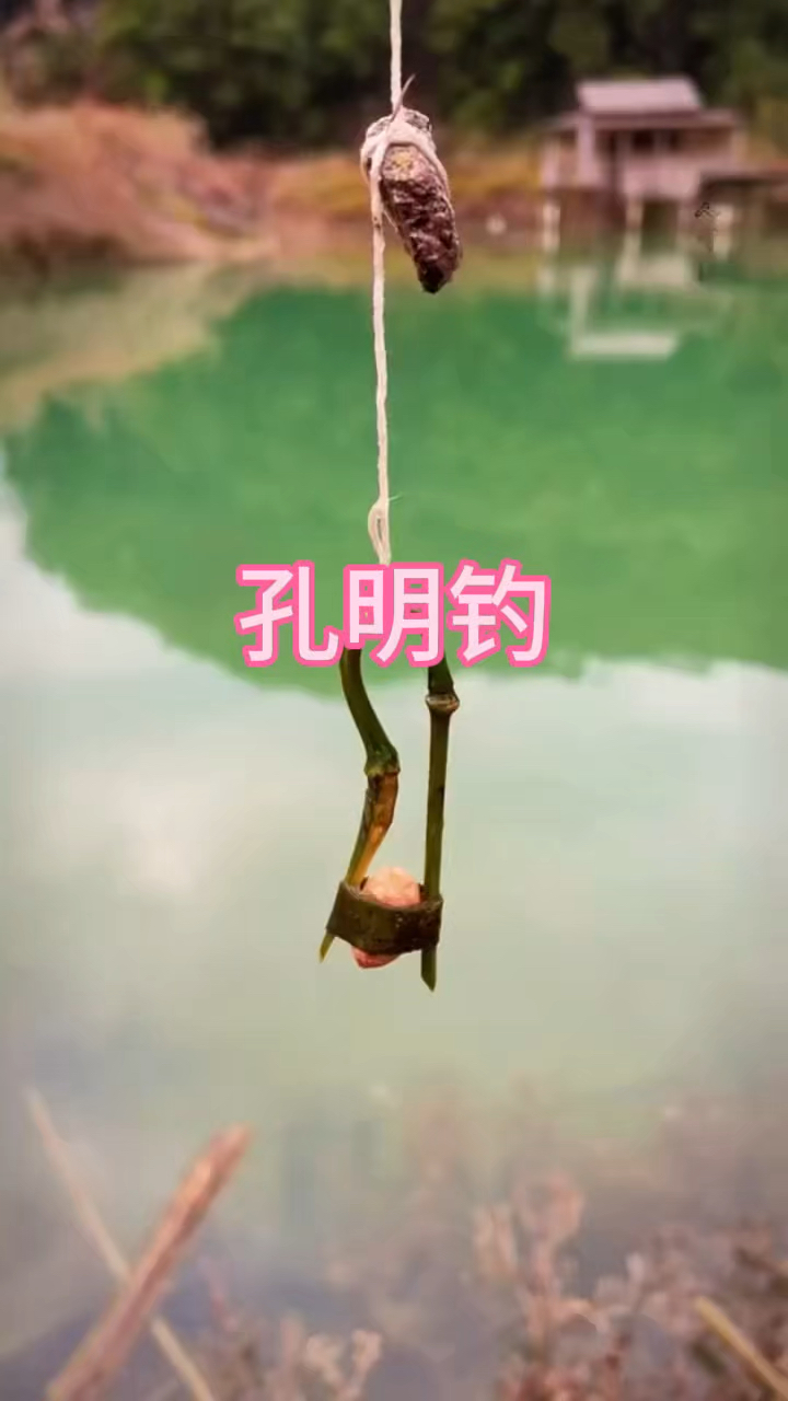 这就是古人钓鱼时所用的孔明钓也称竹卡子钓