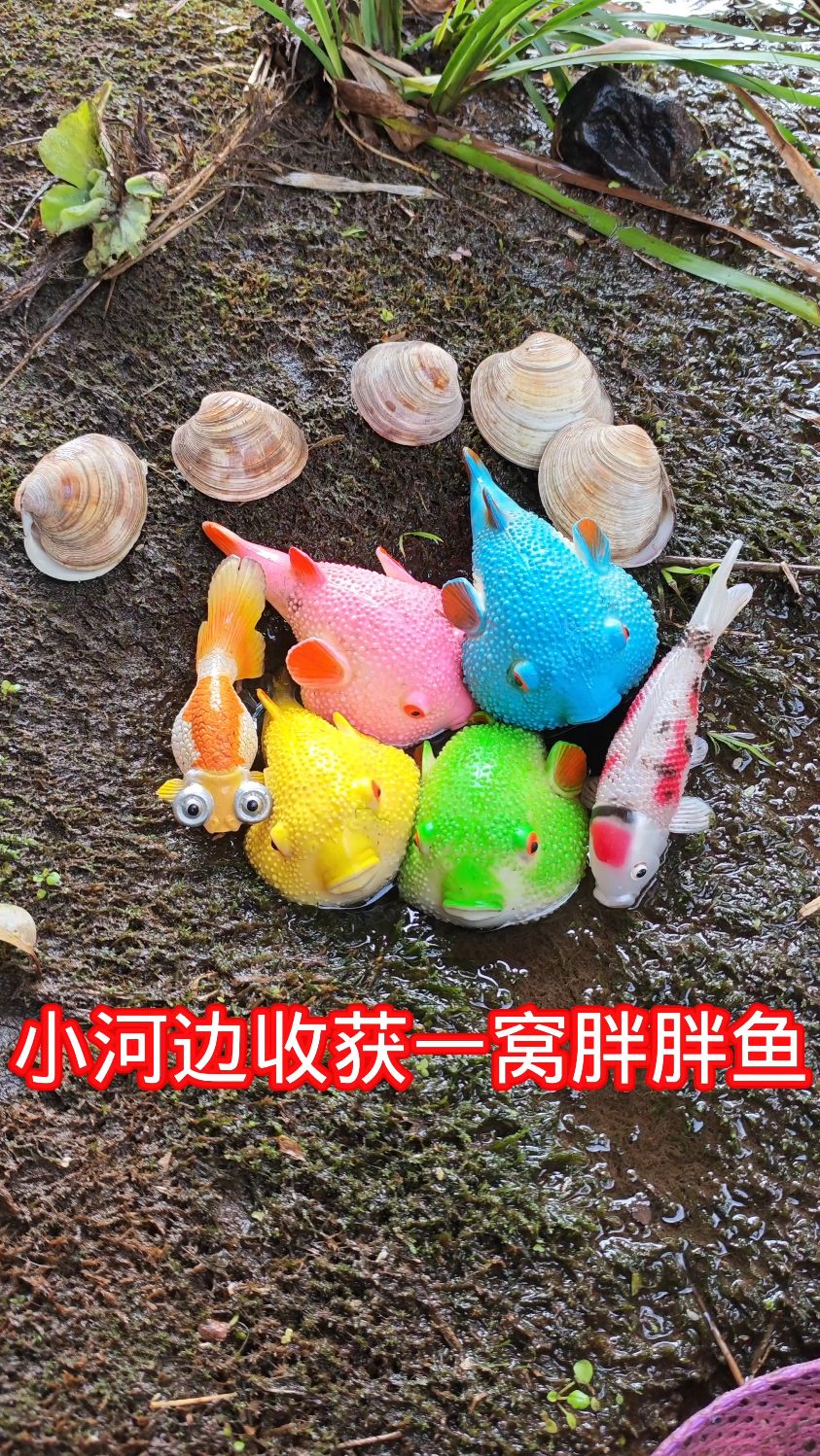 小河边收获一窝胖胖鱼