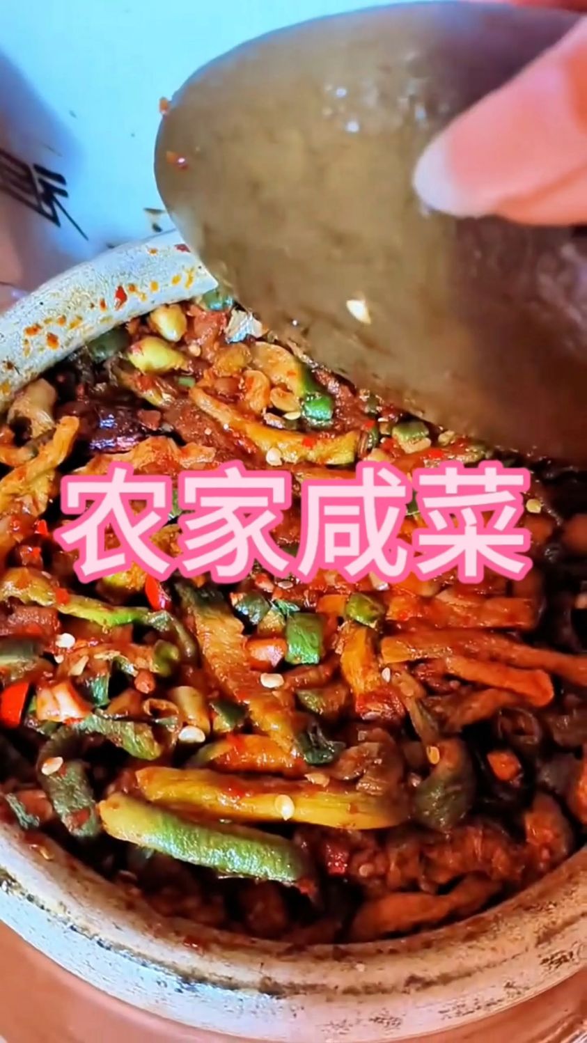 农家腌制的咸菜看着就下饭