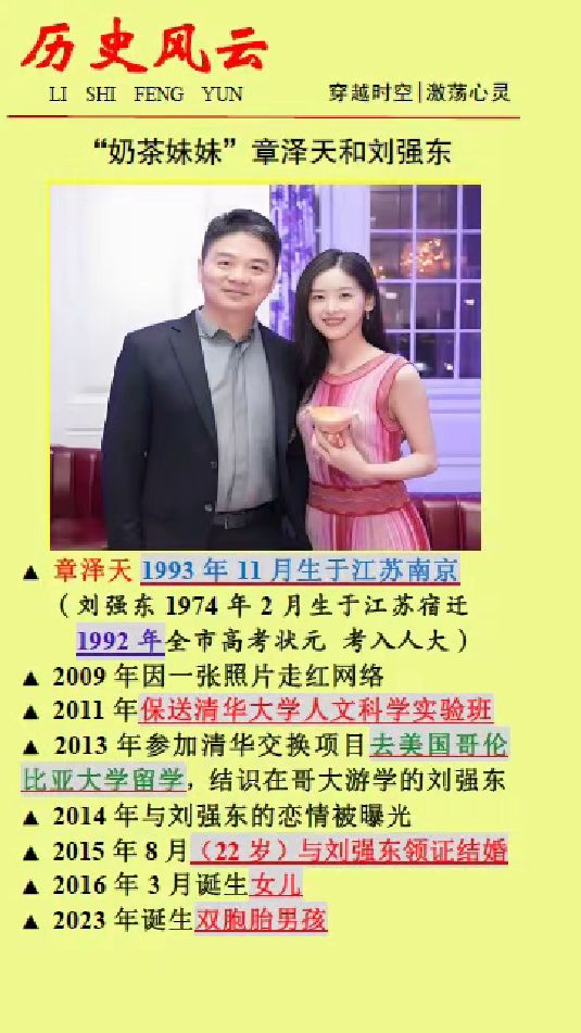 “奶茶妹妹”章泽天和刘强东