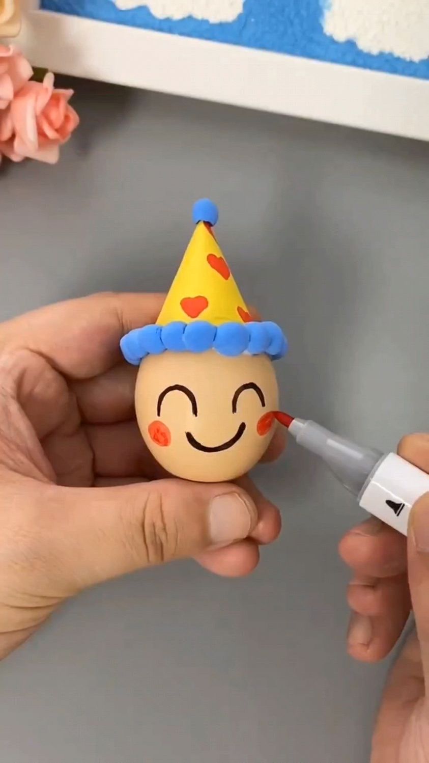 鸡蛋壳做不倒翁,喜欢的收藏