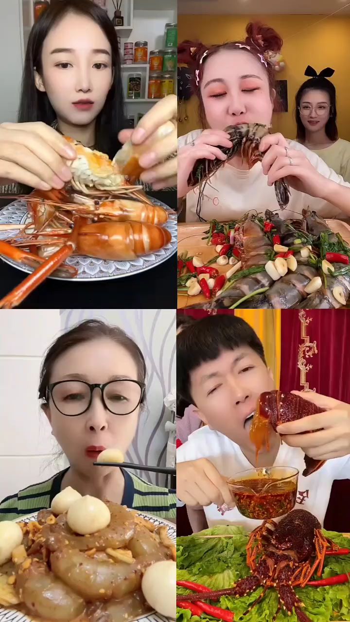 盘点美食主播是怎么吃火各种大虾的