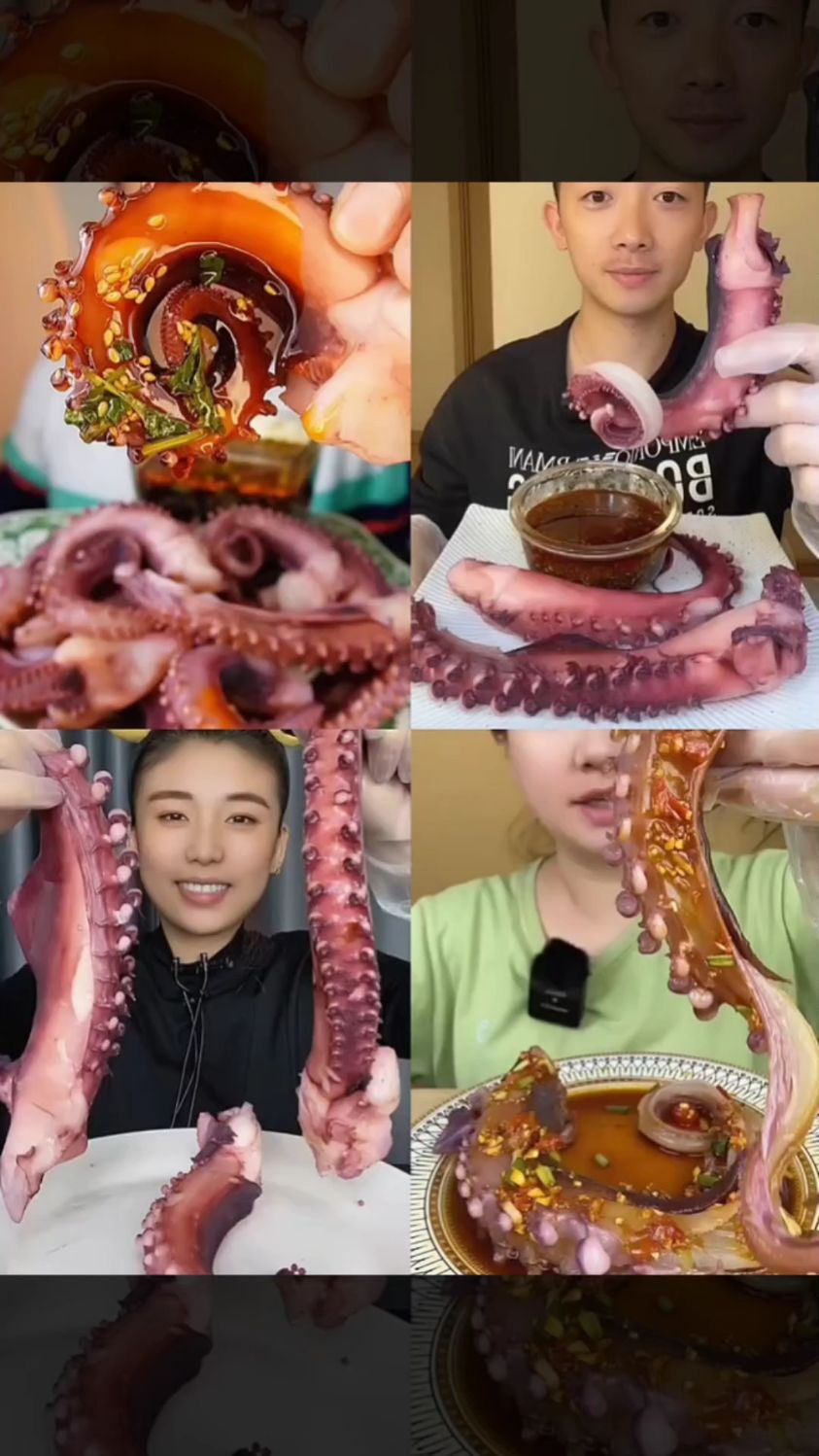 盘点吃大章鱼足非常过瘾的美食博主