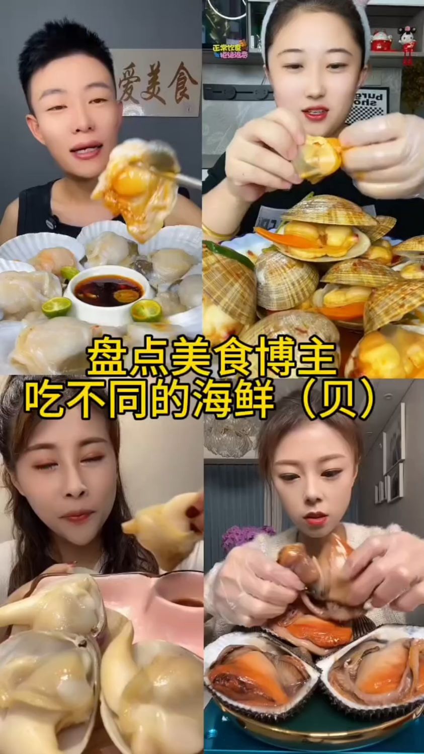 盘点美食博主吃不同的贝