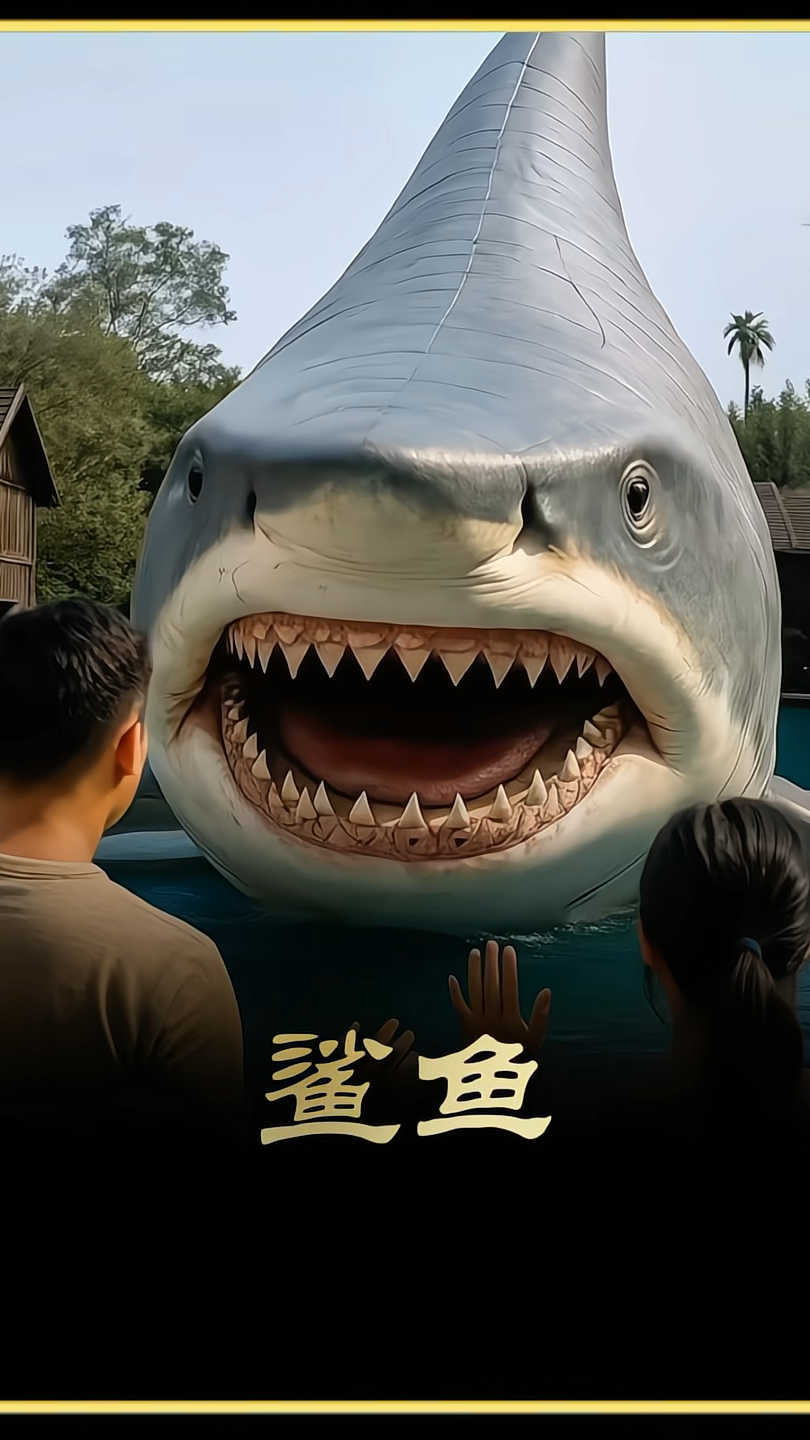 老奶奶在海里带回一条小鲨鱼