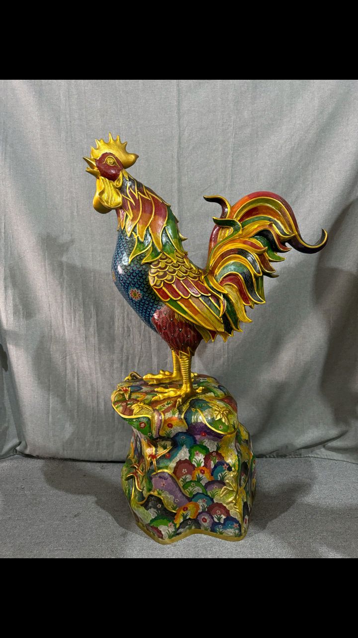 珍藏精品铜胎手工掐丝珐琅景泰蓝(大号公鸡摆件)