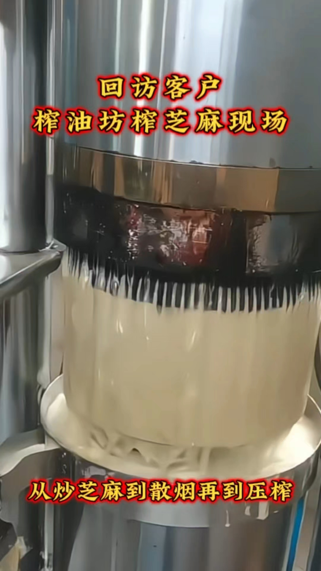 油坊实拍液压榨油机榨芝麻现场