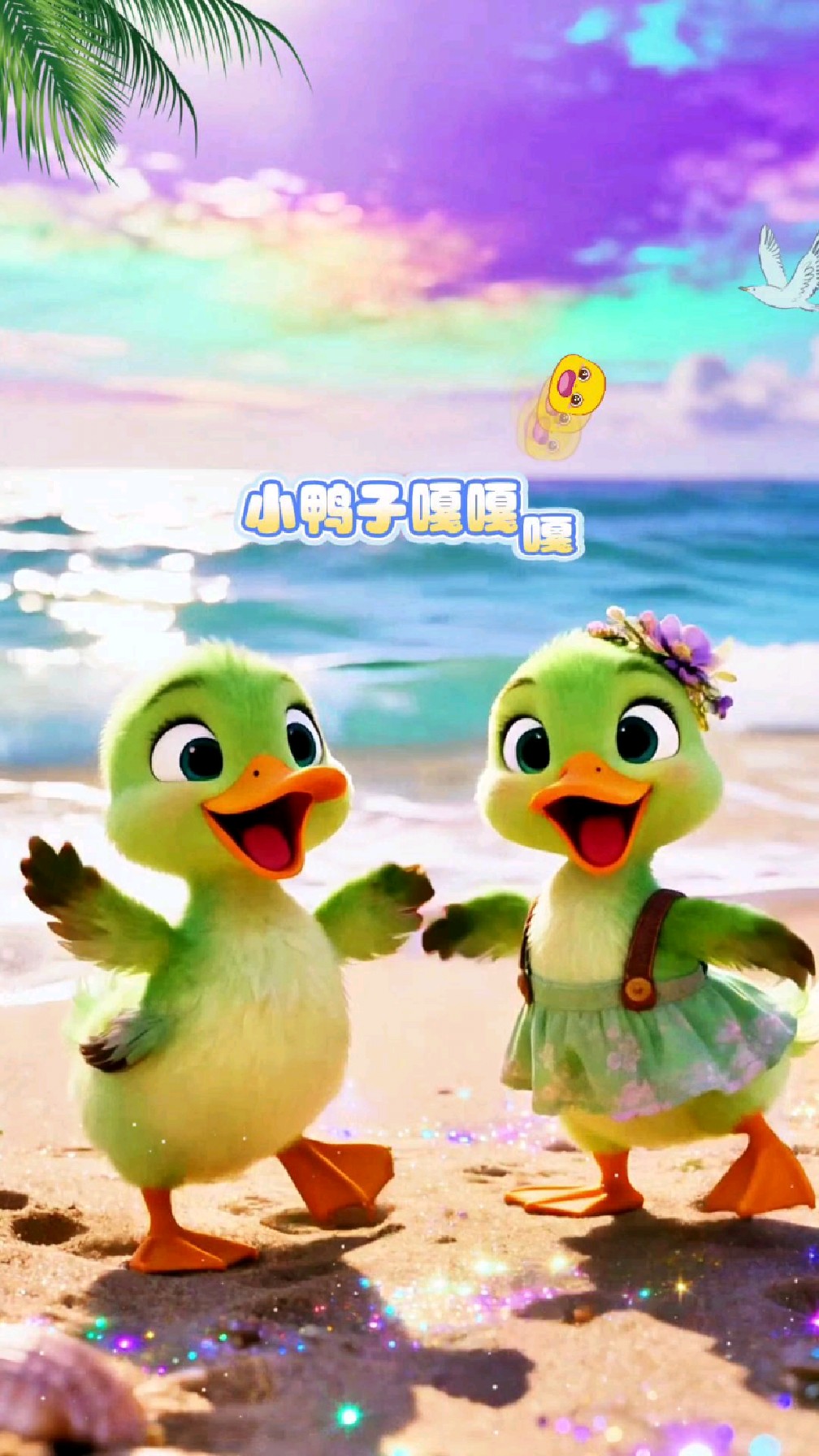 海边限定嘎星人!小鸭子的快乐是浪花朵朵给的～