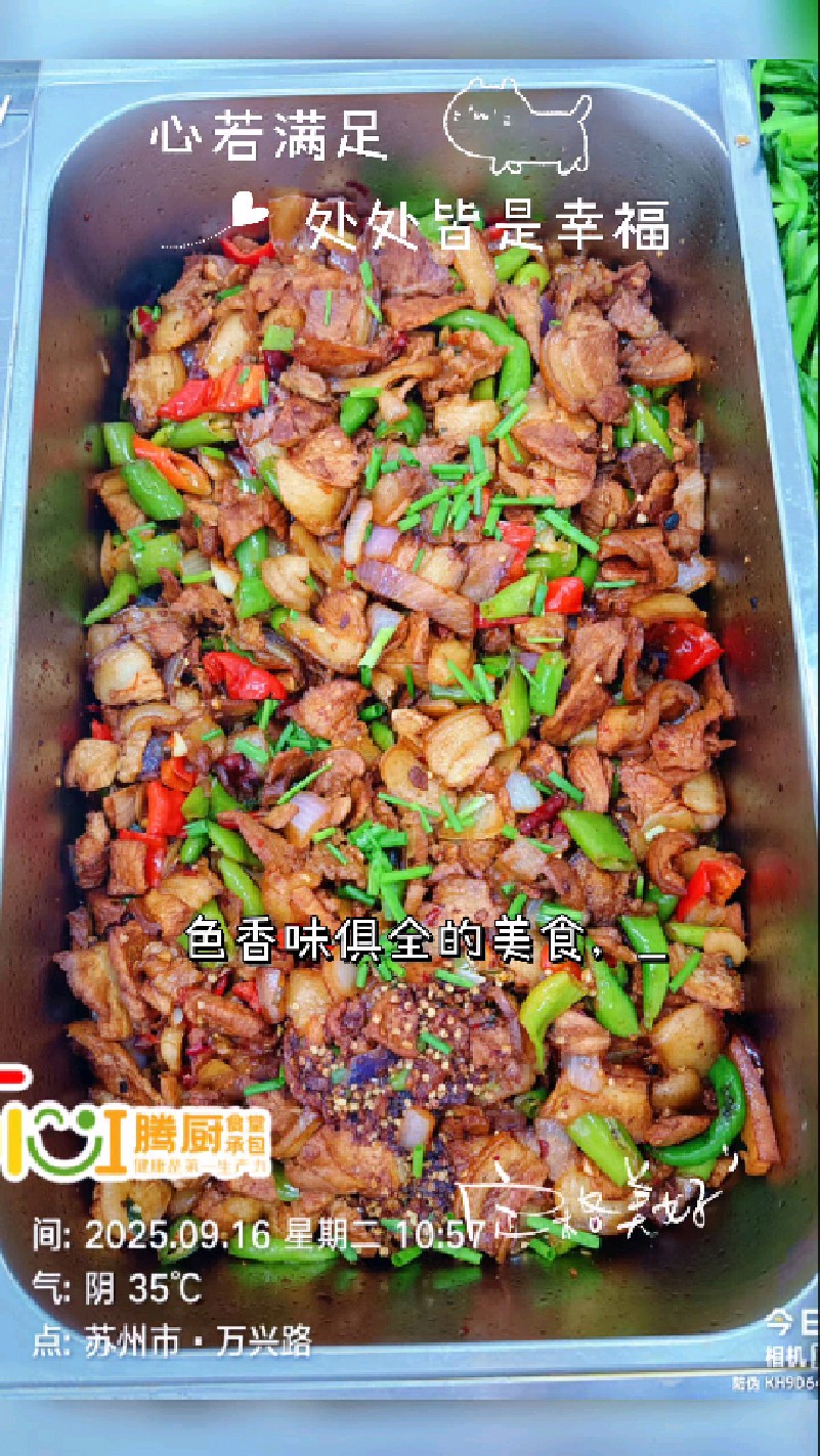 午餐出炉,一大荤一小荤一素菜,8元哦