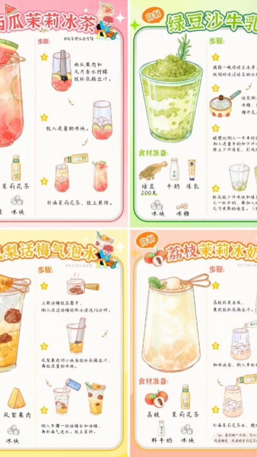 手绘饮品食谱合集