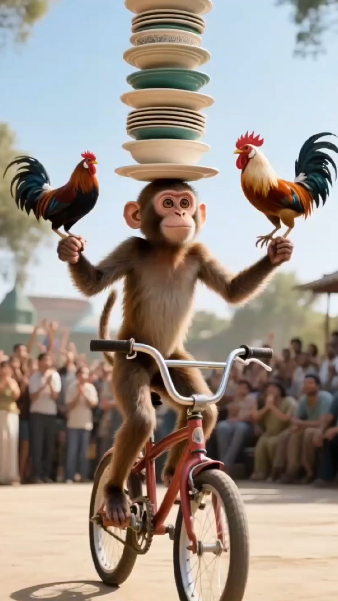 动物行为学新发现！猴骑车载鸡展演引高校课题组调研