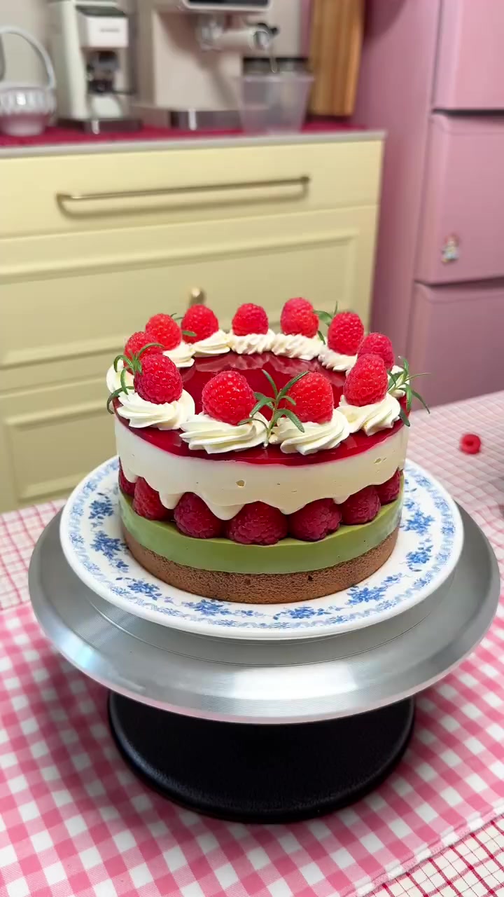 Homemade|树莓开心果慕斯蛋糕多重口感