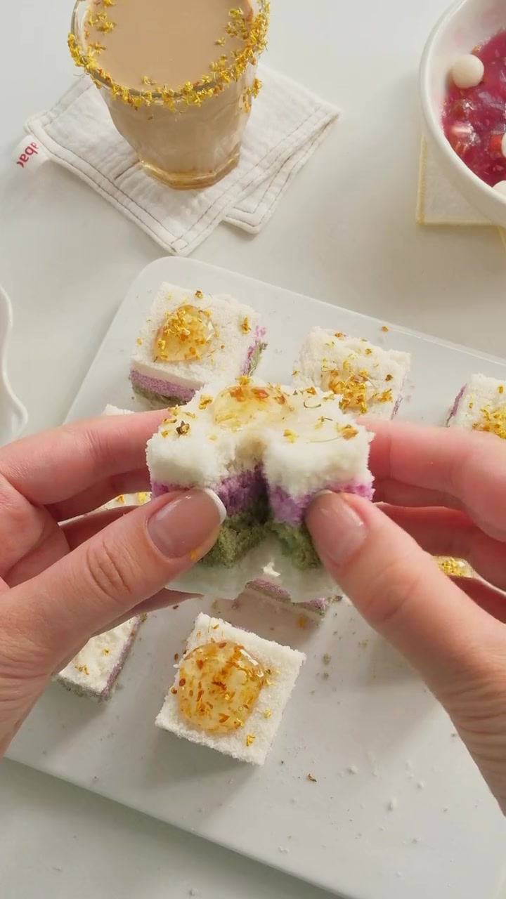 中式糕点   _ 古法桂花糕+桂花坚果藕粉  冬天就
