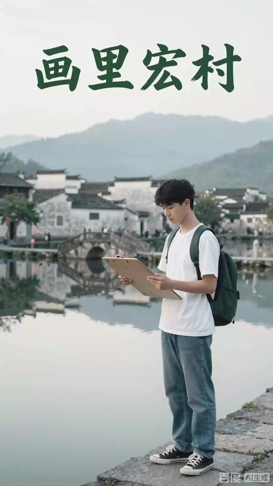 宏村南湖画桥映月沼，牛形村落徽派韵，中国画里乡村写生。