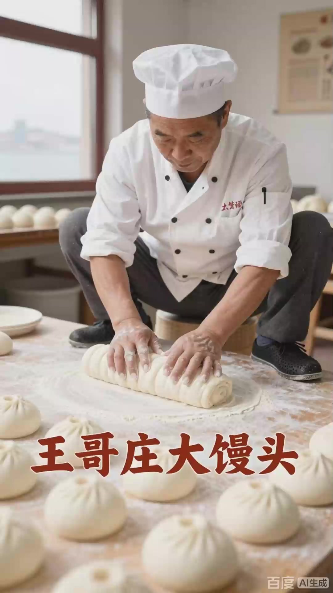 王哥庄大馒头特色，手工制作名气大，青岛特产美食。