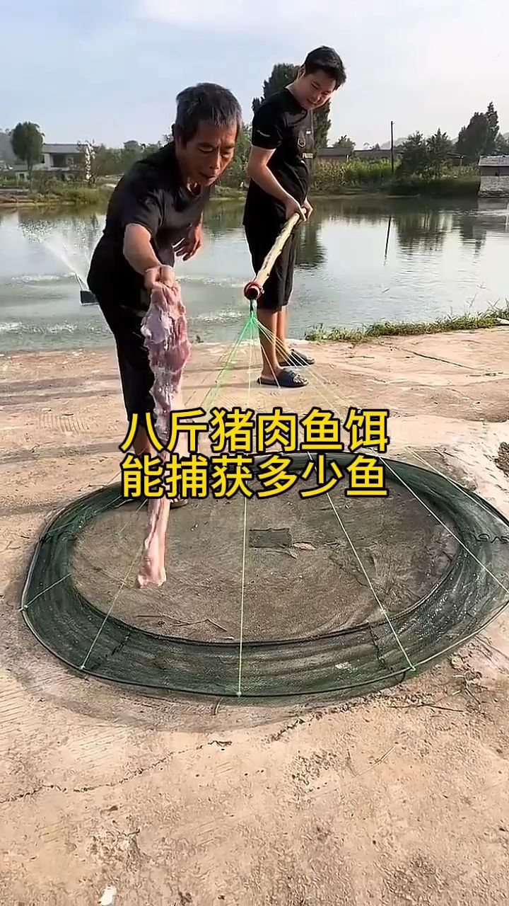 小哥豪横将八斤猪肉当鱼饵