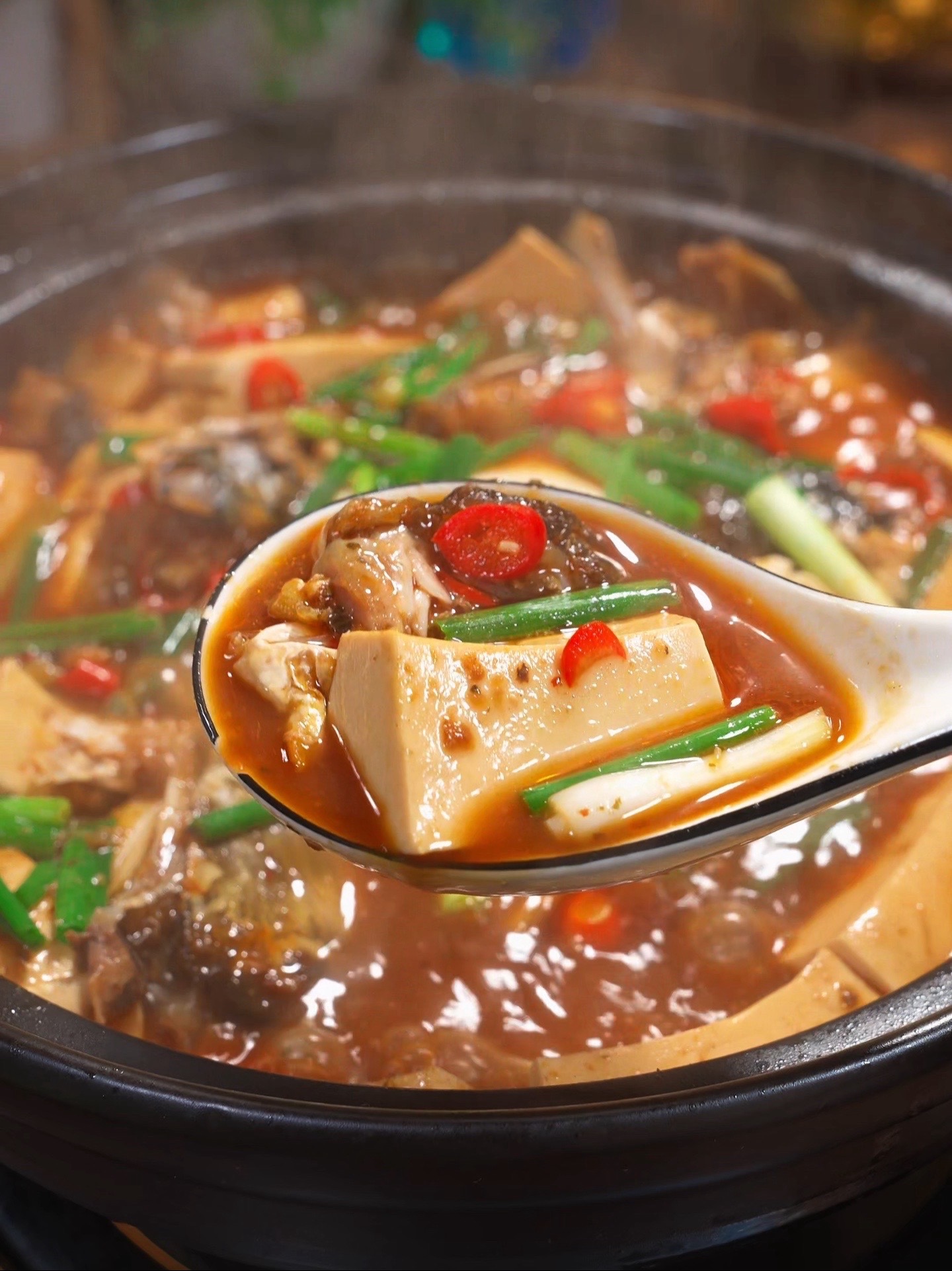 简单好吃的鱼头烧豆腐，又香又下饭，怎么吃都吃不够！