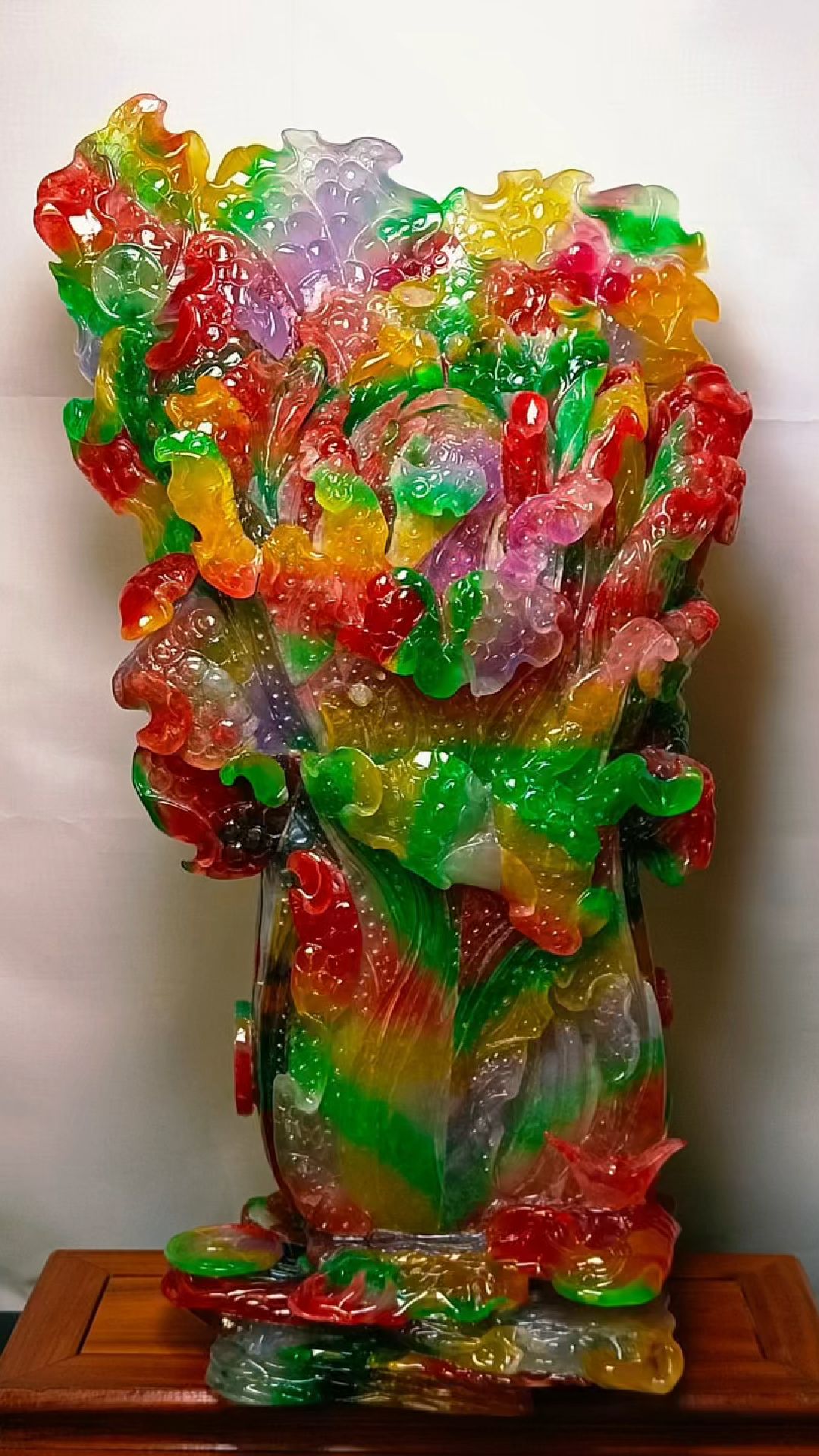 龙石种多彩翡翠白菜摆件