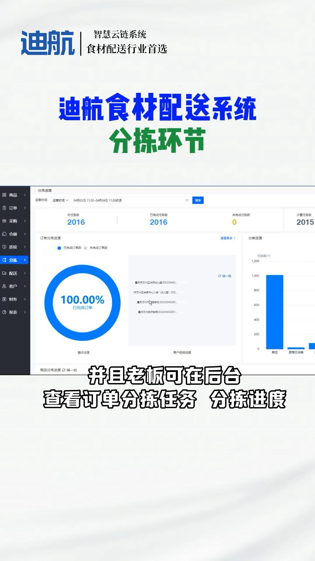 迪航食材配送系统之分拣环节